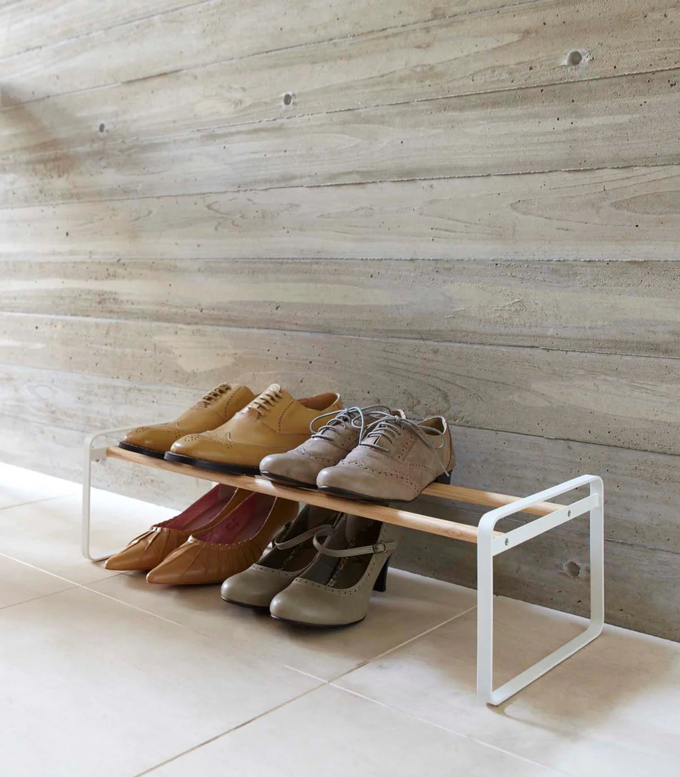GLIXO | Stackable Shoe Rack (7" H) - Steel + Wood