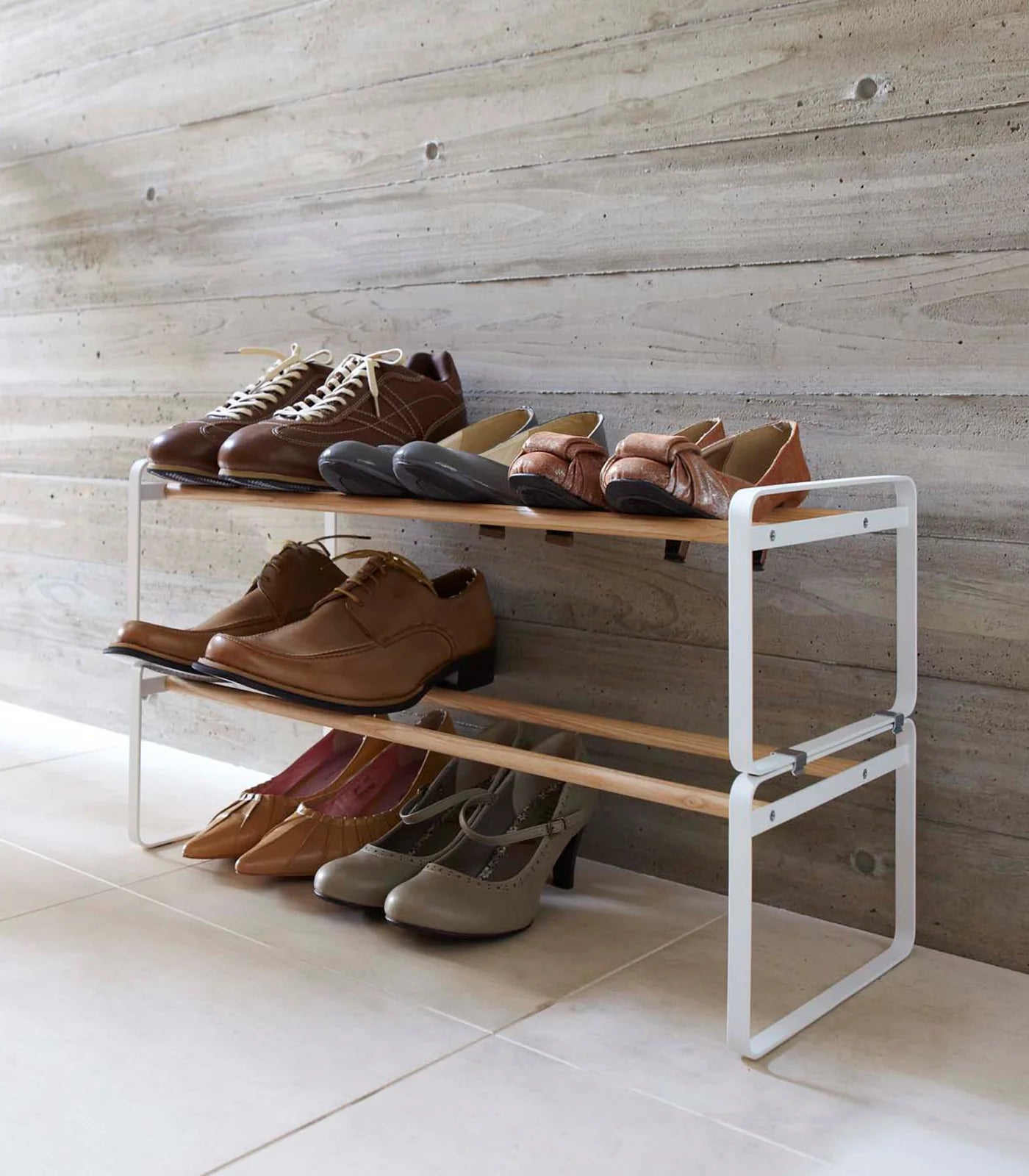 GLIXO | Stackable Shoe Rack (7" H) - Steel + Wood