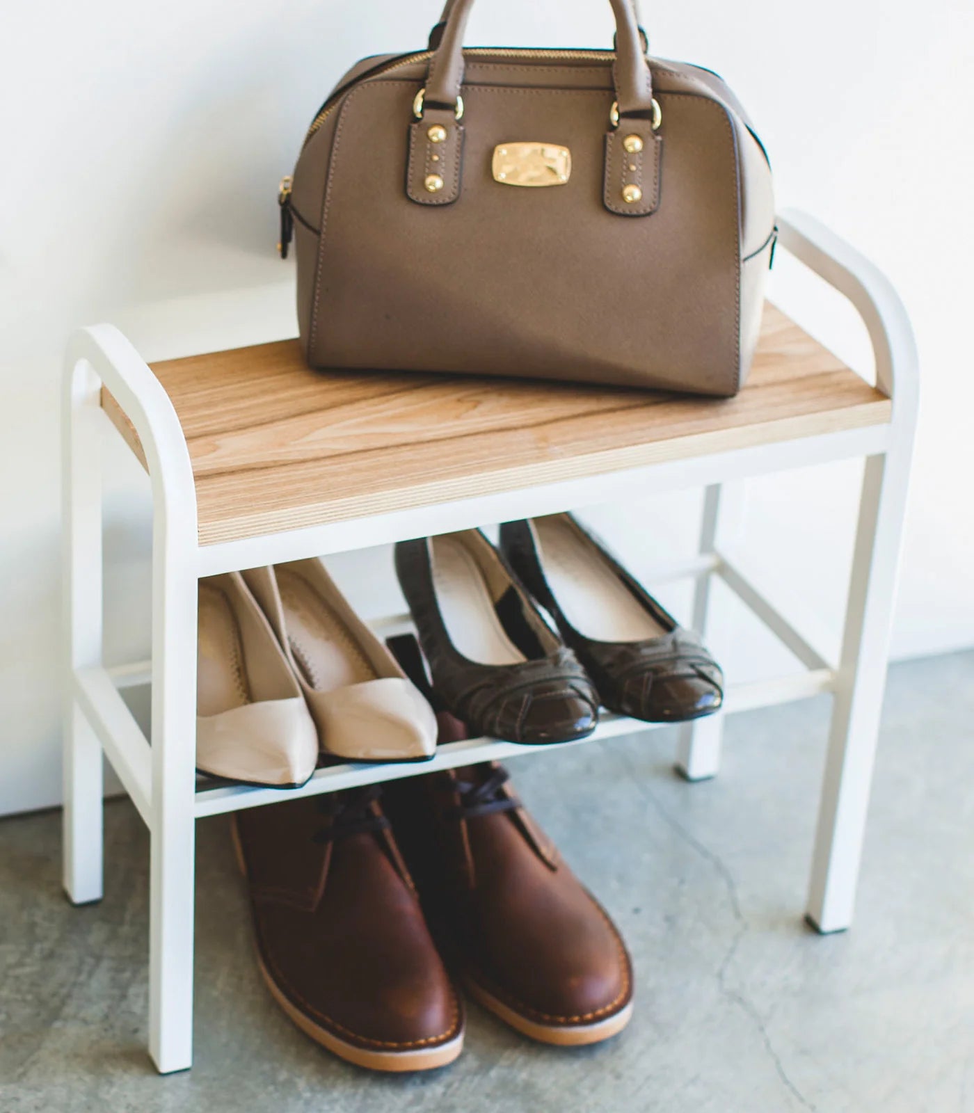 GLIXO | Shoe Organizer & Bench (18" H) - Steel + Wood