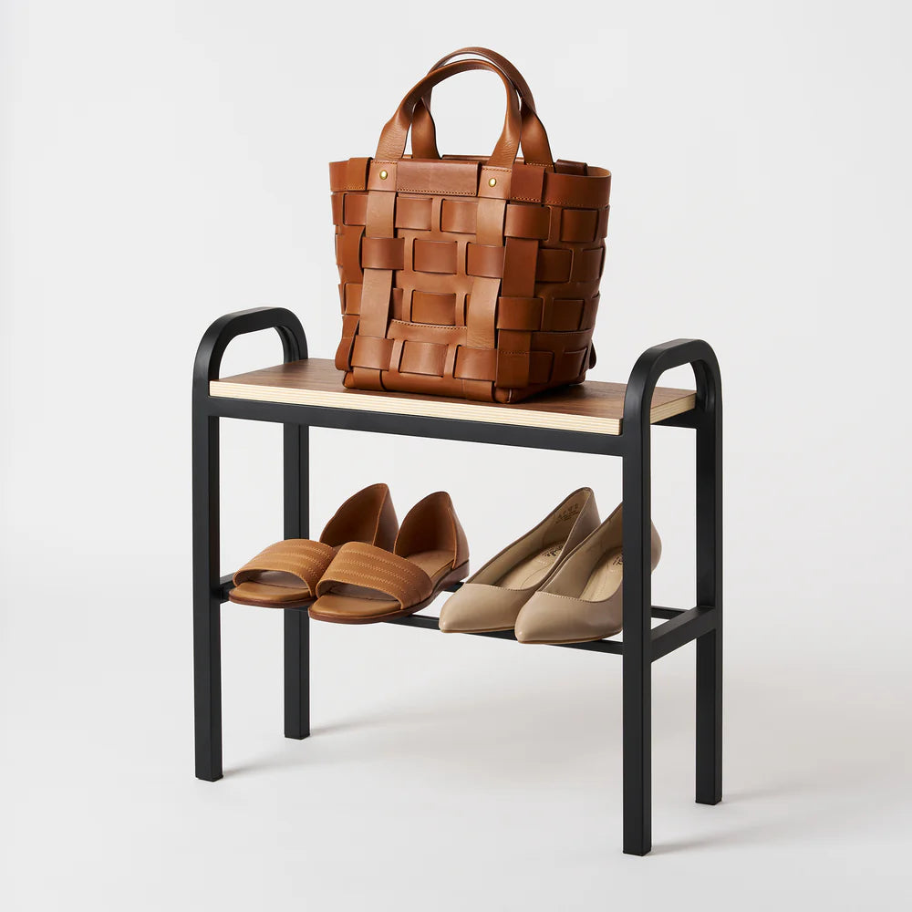 GLIXO | Shoe Organizer & Bench (18" H) - Steel + Wood