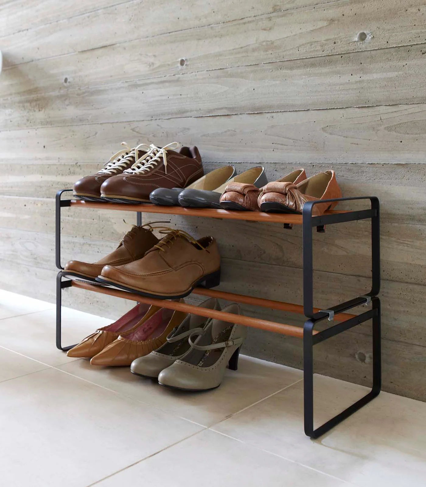 GLIXO | Stackable Shoe Rack (7" H) - Steel + Wood