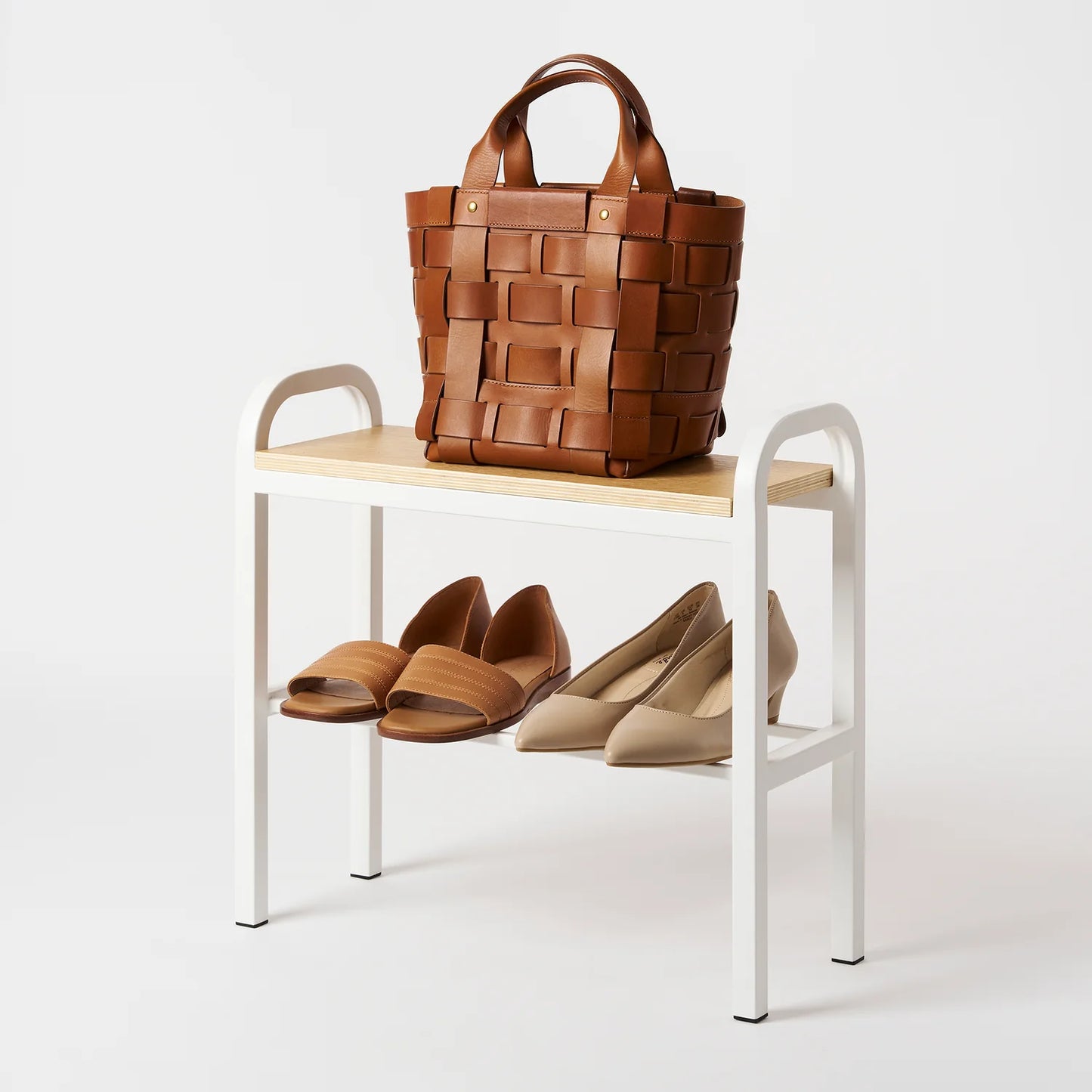 GLIXO | Shoe Organizer & Bench (18" H) - Steel + Wood