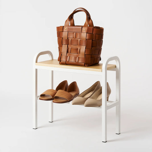 GLIXO | Shoe Organizer & Bench (18" H) - Steel + Wood