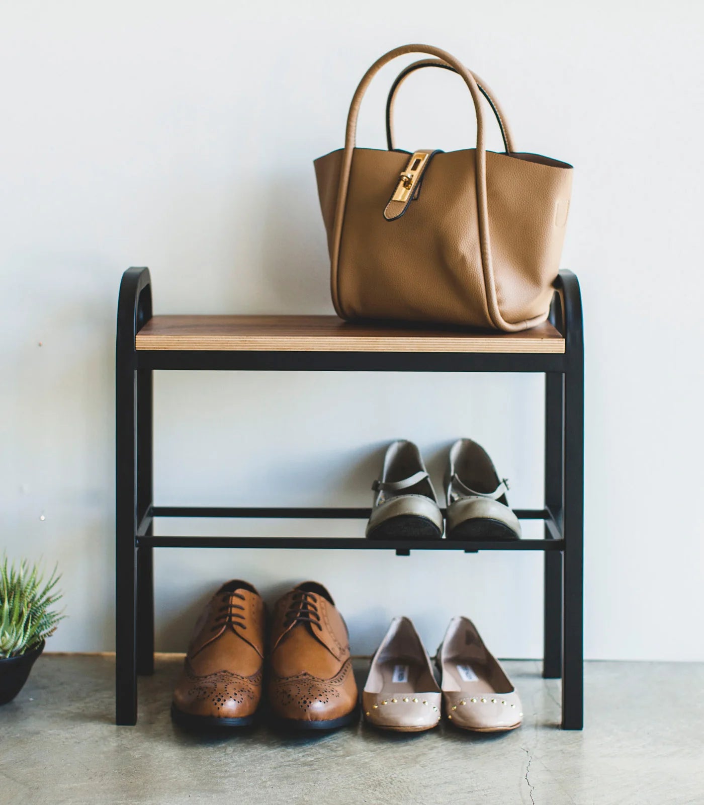 GLIXO | Shoe Organizer & Bench (18" H) - Steel + Wood