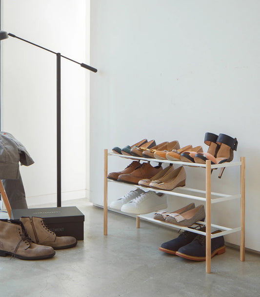 GLIXO | Expandable Shoe Rack (18" H) - Steel + Wood